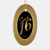 パーソナライズでカスタムなオーナメントの菓子16の金ゴールド セラミックオーナメント (右)