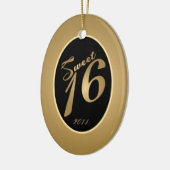 パーソナライズでカスタムなオーナメントの菓子16の金ゴールド セラミックオーナメント (左)