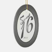 パーソナライズでカスタムなオーナメントの菓子16の銀 セラミックオーナメント (右)