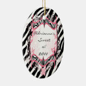 パーソナライズでカスタムなオーナメントの蝶シマウマのプリント セラミックオーナメント (右)