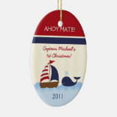 パーソナライズでカスタムなオーナメントのAhoy仲間の男の子Nautica セラミックオーナメント (右)