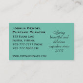 パーソナライズでカスタムなカップケーキの写真の名刺 名刺 (裏面)