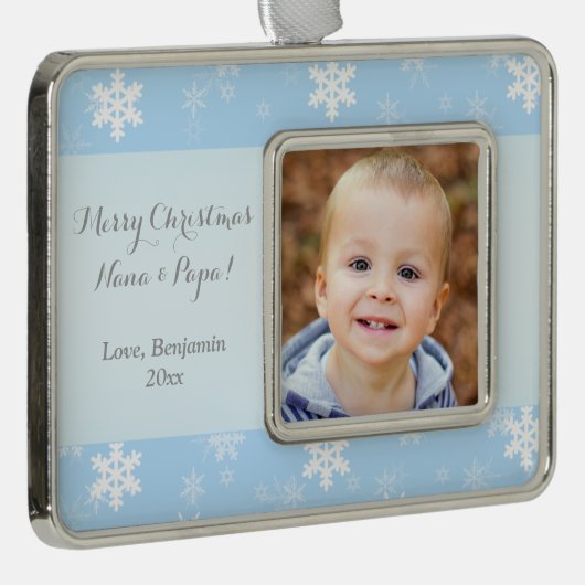 パーソナライズでカスタムな写真のクリスマスのオーナメント シルバープレートフレームオーナメント (右)