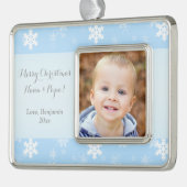 パーソナライズでカスタムな写真のクリスマスのオーナメント シルバープレートフレームオーナメント (左)