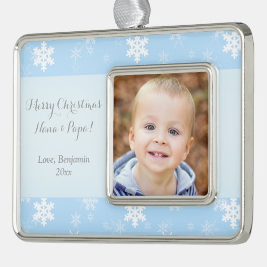 パーソナライズでカスタムな写真のクリスマスのオーナメント シルバープレートフレームオーナメント (左)