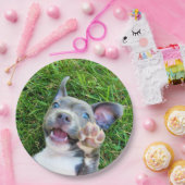 パーソナライズでカスタムな写真の小犬の誕生会 ペーパープレート (パーティー)