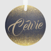 パーソナライズでカスタムな金ゴールドのグリッター|のオーナメント オーナメント (裏面)