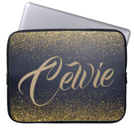パーソナライズでカスタムな金ゴールドのグリッター|のラップトップスリーブ ラップトップスリーブ