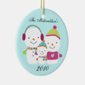 パーソナライズでカスタムな雪だるま家族のオーナメント セラミックオーナメント (右)