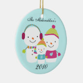 パーソナライズでカスタムな雪だるま家族のオーナメント セラミックオーナメント (右)