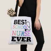 パーソナライズでカラフルで最も最高のな学校のナース トートバッグ (クローズアップ)