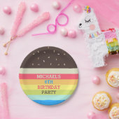 パーソナライズでカラフルなケーキの誕生会のプレート ペーパープレート (パーティー)