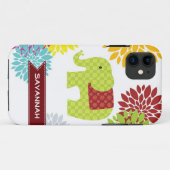 パーソナライズでカラフルなヒッピー象の花の箱 Case-Mate iPhoneケース (裏面(横))