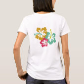 パーソナライズでカラフルな熱帯ハイビスカスの花 Tシャツ (裏面)