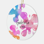パーソナライズでカラフルな粘着物のクリスマスのオーナメント セラミックオーナメント (左)