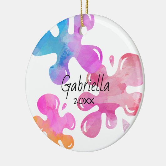 パーソナライズでカラフルな粘着物のクリスマスのオーナメント セラミックオーナメント (左)