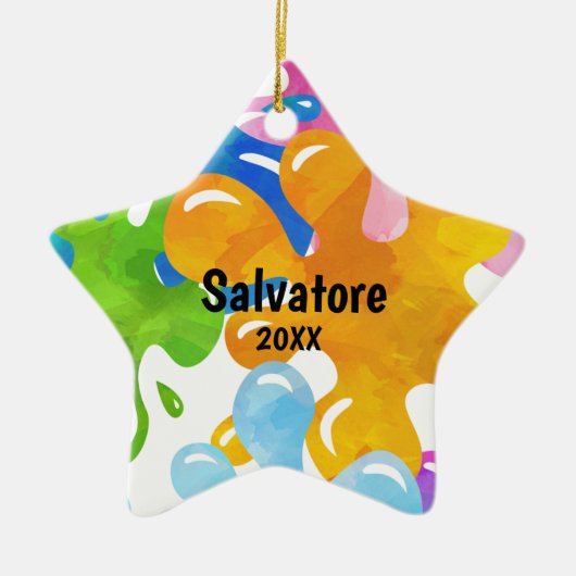 パーソナライズでカラフルな粘着物のクリスマスのオーナメント セラミックオーナメント (正面)