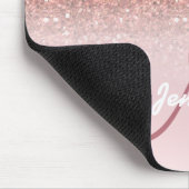 パーソナライズでガーリーなばら色の金ゴールドのグリッターの輝きの名前 マウスパッド (コーナー)