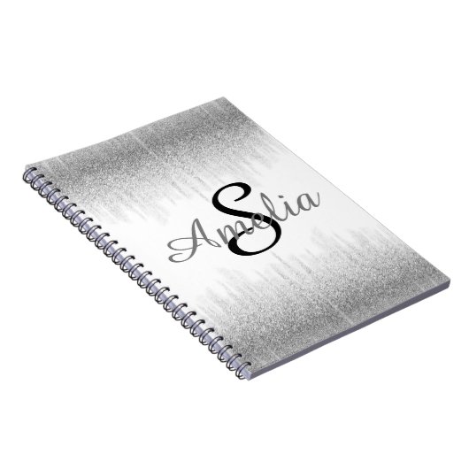パーソナライズでガーリーなグリッターは名前光っています ノートブック (右側)