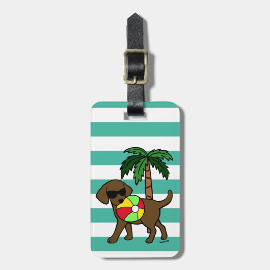 パーソナライズでクールなチョコレートラブラドールのサングラス ラゲッジタグ (正面縦)