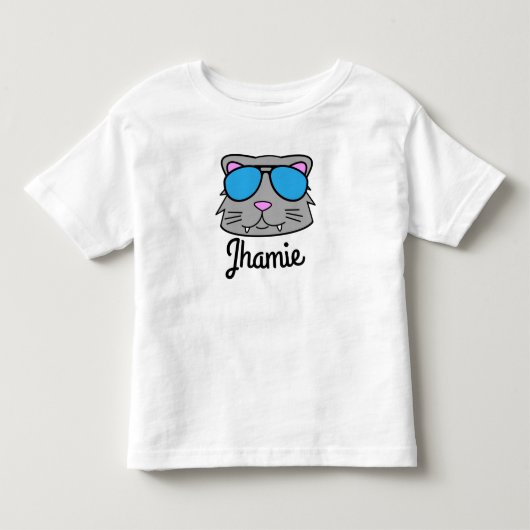 パーソナライズでクールな猫 トドラーTシャツ (正面)