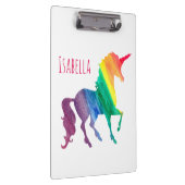 パーソナライズでクールな虹のユニコーンの水彩画の子供 クリップボード (右)