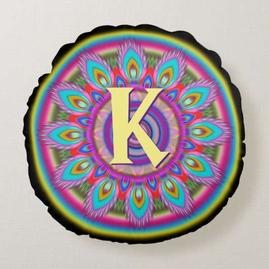 パーソナライズでサイケデリックな円形の投球のクッション ラウンドクッション (正面)