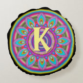 パーソナライズでサイケデリックな円形の投球のクッション ラウンドクッション (裏面)