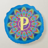 パーソナライズでサイケデリックな円形の投球のクッションblu2 ラウンドクッション (裏面)