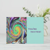 パーソナライズでサイケデリックな渦の誕生会 招待状 (スタンド正面)