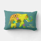 パーソナライズでサイケデリックな花象 ランバークッション (裏面)
