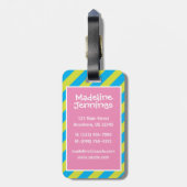 パーソナライズでストライプのなGumball機械荷物のラベル ラゲッジタグ (裏面縦)