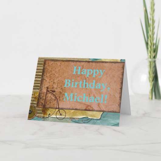 パーソナライズでノスタルジックなサイクリングのテーマの写真 カード (正面)