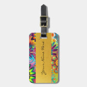 パーソナライズでファンキーなBohoの花の炎の曼荼羅 ラゲッジタグ (正面縦)