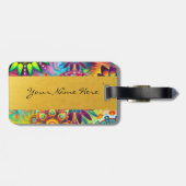 パーソナライズでファンキーなBohoの花の炎の曼荼羅 ラゲッジタグ (裏面横)