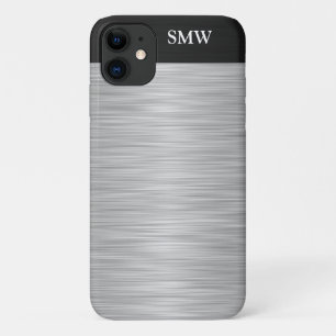 パーソナライズでフェイクなステンレス鋼および黒 iPhone 11 ケース