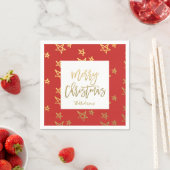 パーソナライズでフェイクな金ゴールドホイルの原稿の休日のパーティ スタンダードカクテルナプキン (インサイチュ)