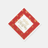 パーソナライズでフェイクな金ゴールドホイルの原稿の休日のパーティ スタンダードカクテルナプキン (角)