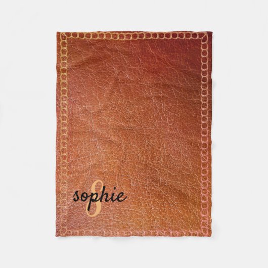 パーソナライズでフェイクな革 フリースブランケット (正面)