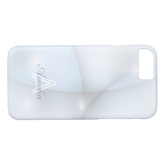 パーソナライズでミニマルで幾何学的な淡いブルーのモノグラム Case-Mate iPhoneケース (裏面(横))