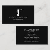 パーソナライズでモダンで黒いプロゴルフ 名刺 (正面/裏面)