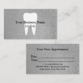 パーソナライズでモダンな銀製のグリッターの歯科医の歯 名刺 (正面/裏面)