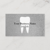 パーソナライズでモダンな銀製のグリッターの歯科医の歯 名刺 (正面)