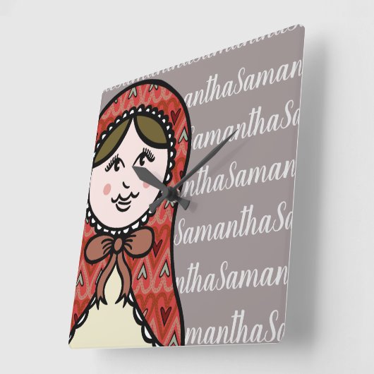 パーソナライズでロシアのな人形のMatryoshkaのアクリルの時計 スクエア壁時計 (傾斜)