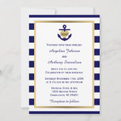 パーソナライズで上品で航海のな金ゴールド海軍結婚式 招待状 (正面)