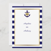 パーソナライズで上品で航海のな金ゴールド海軍結婚式 招待状 (裏面)