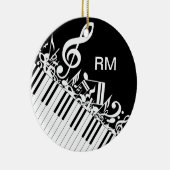 パーソナライズで乱雑な音符およびピアノ鍵 セラミックオーナメント (右)