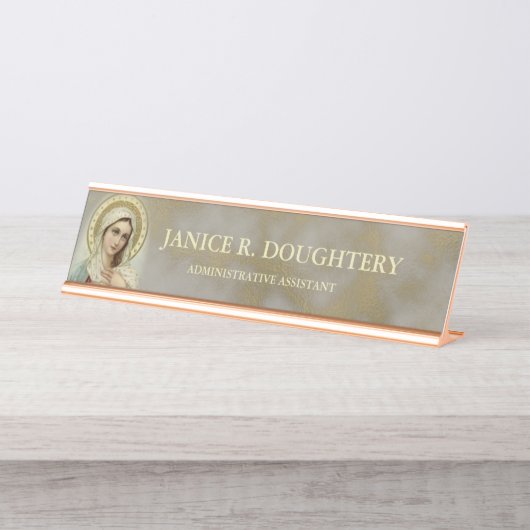 パーソナライズで完全で悲しい聖母マリア デスクネームプレート (正面)