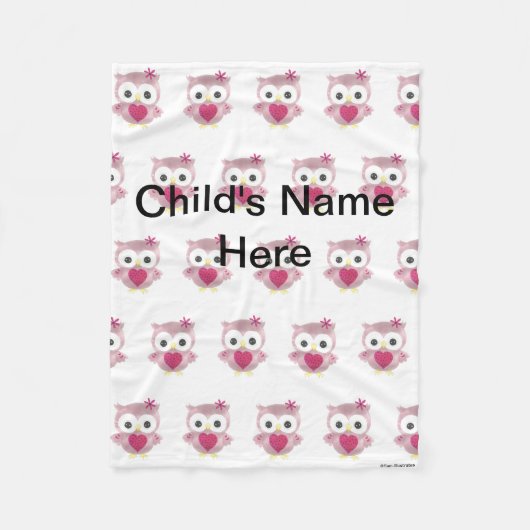 パーソナライズで小さいベビーのフクロウパターンフリースブランケット フリースブランケット (正面)