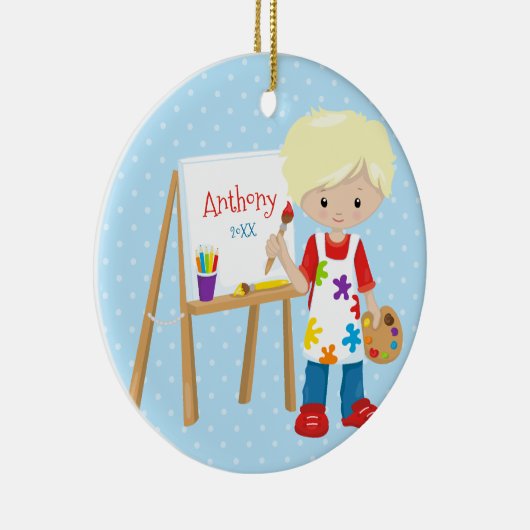 パーソナライズで小さい芸術家のクリスマスのオーナメント セラミックオーナメント (右)